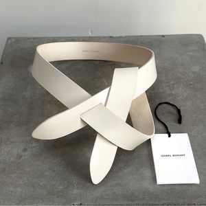 Isabel Marant White Leather Lecce Waist Belt Boho Minimal